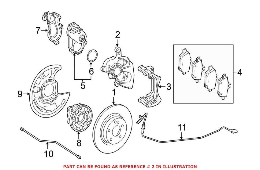 Mercedes Disc Brake Caliper - Rear Driver Left 0004232381